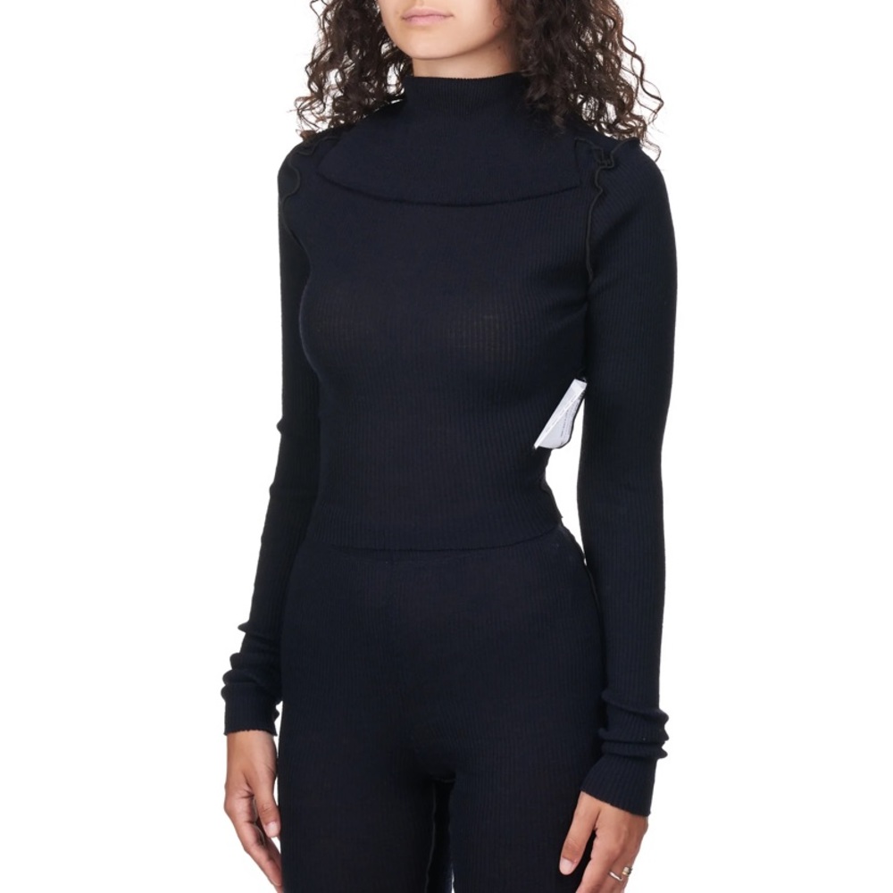 MM6 Maison Margiela Reverse Seam Inside Out Black Fitted Sweater XS